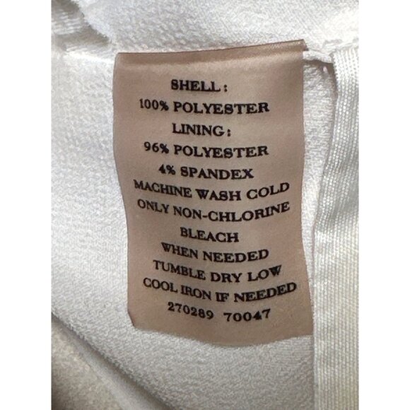 Ann Taylor Size 8 White Beige Draped Asymmetric Blouse Side Zip Chic Modern Fit - Picture 11 of 12